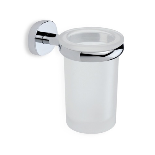 Toothbrush Holder, StilHaus DI10, Wall Mounted Frosted Glass Toothbrush Holder with Brass Mounting DI10